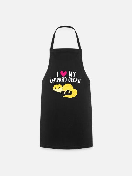 I Love My Leopard Gecko Funny Leopard Gecko - Cooking Apron - black
