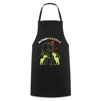 Mommysaurus with 2 babies - Cooking Apron - black - Front - AI Model Male 185 dark (185cm)