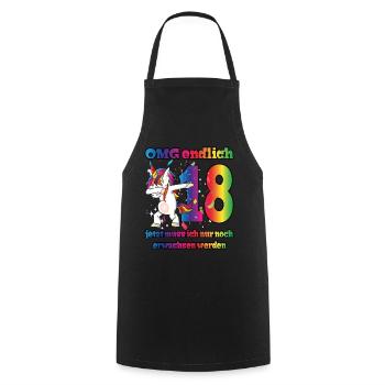 OMG endlich 18! Dabbing Einhorn 18. Geburtstag - Kochschürze - Schwarz - Vorne - AI Model Male 185 dark (185cm)