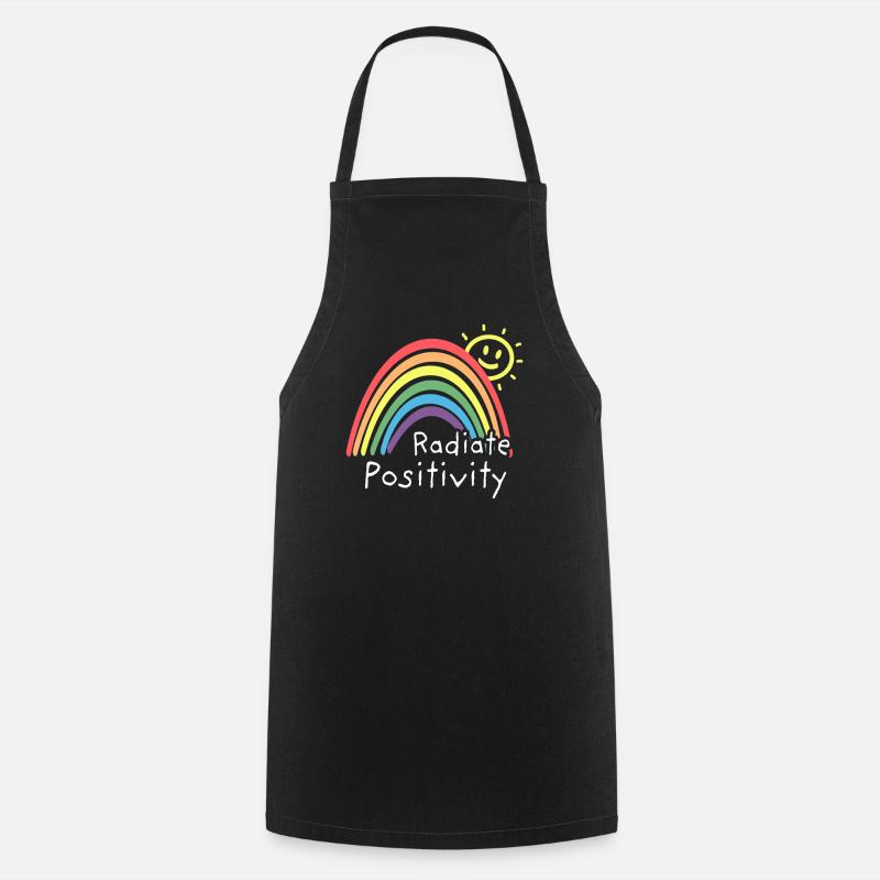 T&D Radiate Positivité Mignon Arc-en-ciel - Tablier de cuisine - noir