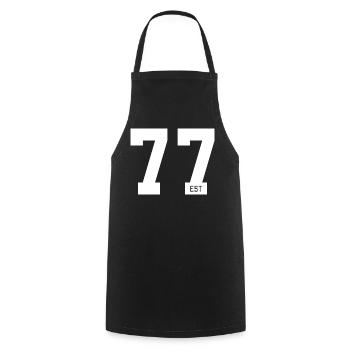 77 EST – Bold Typo & Foundation Style - Cooking Apron - black - Front - AI Model Male 185 dark (185cm)