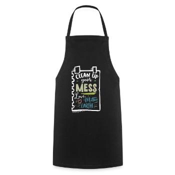 Earth Day note from Mother Earth Climate Change - Cooking Apron - black - Front - AI Model Male 185 dark (185cm)