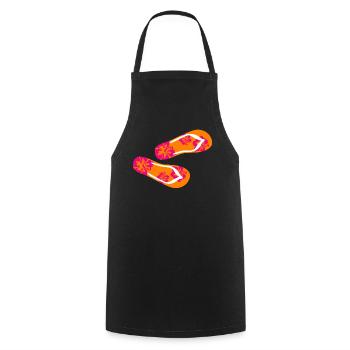 Babouches Hibiscus Tongs Vacances d’été Fun - Tablier de cuisine - noir - Devant - AI Model Male 185 dark (185cm)