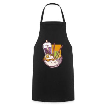 Ramen bubble tea anime manga kawaii tea miso soup - Tablier de cuisine - noir - Devant - AI Model Male 185 dark (185cm)