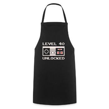 Cadeau de joueur rétro débloqué niveau 40 - Tablier de cuisine - noir - Devant - AI Model Male 185 dark (185cm)