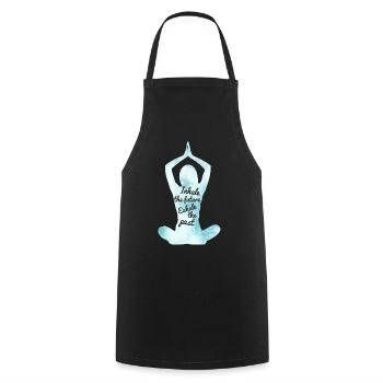 Yoga Pose Inhale Exhale disant idée cadeau - Tablier de cuisine - noir - Devant - AI Model Male 185 dark (185cm)