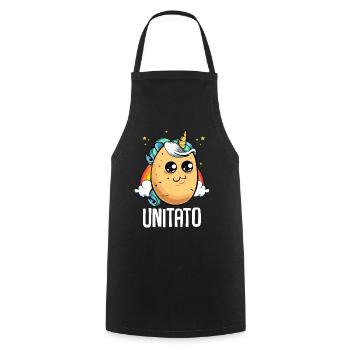 Unitato Unicorn Potato Design - Cooking Apron - black - Front - AI Model Male 185 dark (185cm)