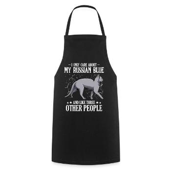 Je ne me soucie que de mon bleu russe - Katzen Spruch - Tablier de cuisine - noir - Devant - AI Model Male 185 dark (185cm)