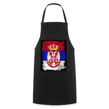 Serbie Serbie Srbija Србија drapeau aux armoiries - Tablier de cuisine - noir - Devant - AI Model Male 185 dark (185cm)