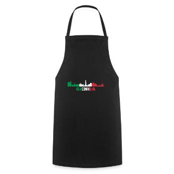 Genoa City Skyline Italy Landmark, Gênes Italie - Tablier de cuisine - noir - Devant - AI Model Male 185 dark (185cm)