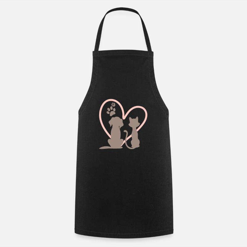 chien et chat - Tablier de cuisine - noir