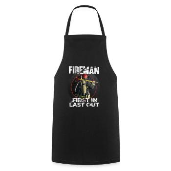 Fireman - First In Last Out - Firegfighter - Cooking Apron - black - Front - AI Model Male 185 dark (185cm)