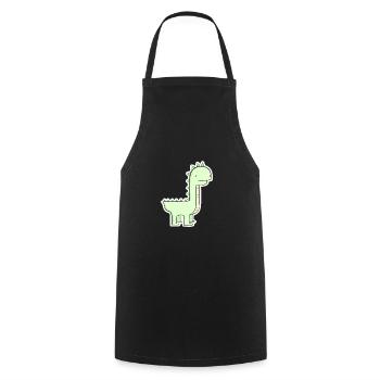 Pastel Green Dino Cartoon - Cooking Apron - black - Front - AI Model Male 185 dark (185cm)