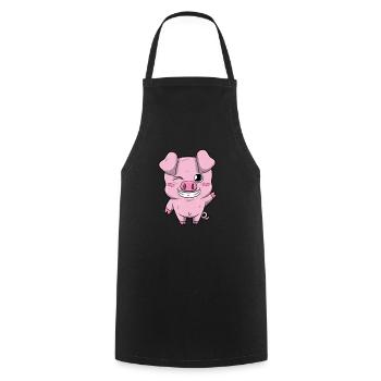 Little Sweet Piglet Piglet - Cooking Apron - black - Front - AI Model Male 185 dark (185cm)