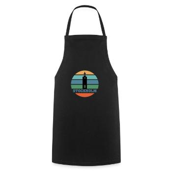 Stockholm City Skyline Suède Landmark - Tablier de cuisine - noir - Devant - AI Model Male 185 dark (185cm)