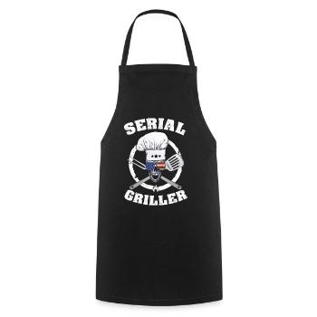 Serial Griller BBQ Fan Grillmeister - Cooking Apron - black - Front - AI Model Male 185 dark (185cm)