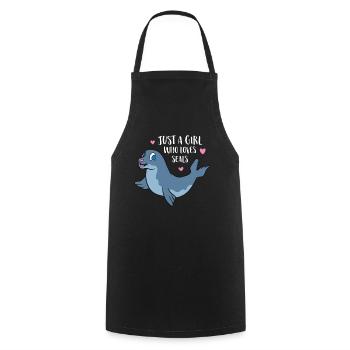 Une fille Le Phoque Aime les filles de phoques - Tablier de cuisine - noir - Devant - AI Model Male 185 dark (185cm)