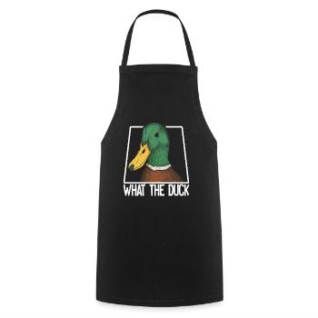 What the Duck Funny Duck WTF Pun Ducks Joke - Cooking Apron - black - Front - AI Model Male 185 dark (185cm)
