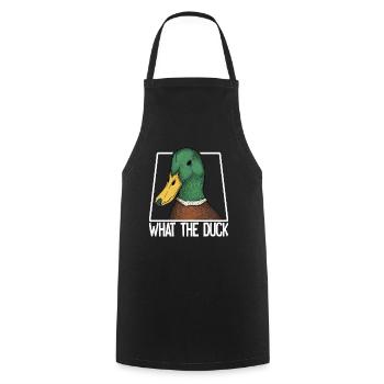 What the Duck Funny Duck WTF Pun Ducks Joke - Cooking Apron - black - Front - AI Model Male 185 dark (185cm)