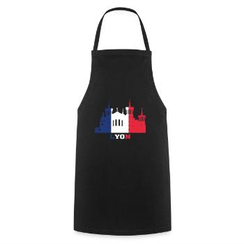 Lyon City Skyline Frankreich Wahrzeichen Karte - Kochschürze - Schwarz - Vorne - AI Model Male 185 dark (185cm)
