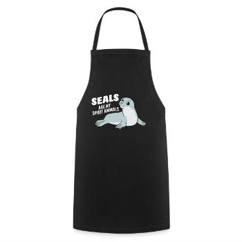 Seals Are My Spirit Animal Funny Seals Lover - Cooking Apron - black - Front - AI Model Male 185 dark (185cm)