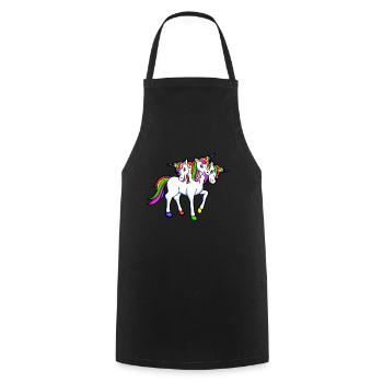 DREIHORN - UNICORN WITH 3 HEADS - Cooking Apron - black - Front - AI Model Male 185 dark (185cm)