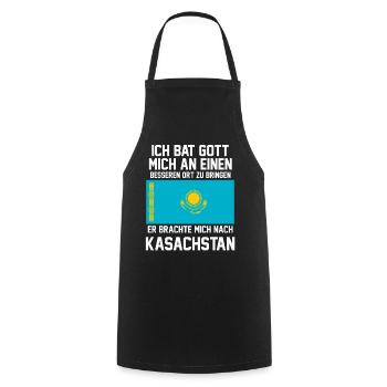 Kasachstan Kasachische Flagge Sommer Urlaub - Kochschürze - Schwarz - Vorne - AI Model Male 185 dark (185cm)