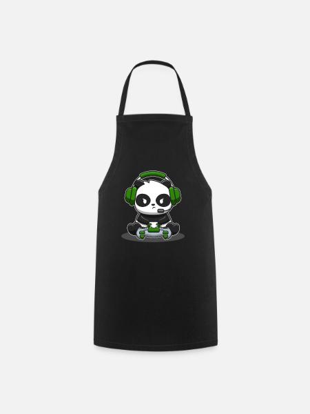 Panda Gamer Controller Gaming Panda Bear jeu vidéo - Tablier de cuisine - noir