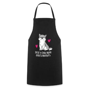 Juste une fille qui aime les loups - Tablier de cuisine - noir - Devant - AI Model Male 185 dark (185cm)