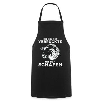 Schaf Schafhalter - der verrückte mit den Schafen - Kochschürze - Schwarz - Vorne - AI Model Male 185 dark (185cm)