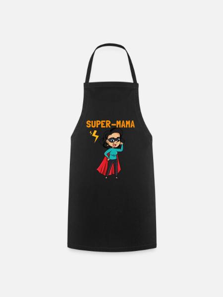 Super-Mama Mutter Geschenk Mama Heldin Muttertag - Kochschürze - Schwarz