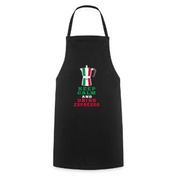 Keep Calm and Drink Espresso design / idée cadeau - Tablier de cuisine - noir - Devant - AI Model Male 185 dark (185cm)