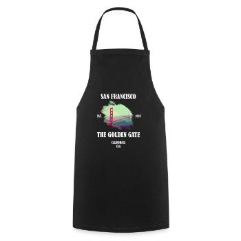 Pont du Golden Gate de San Francisco - Tablier de cuisine - noir - Devant - AI Model Male 185 dark (185cm)