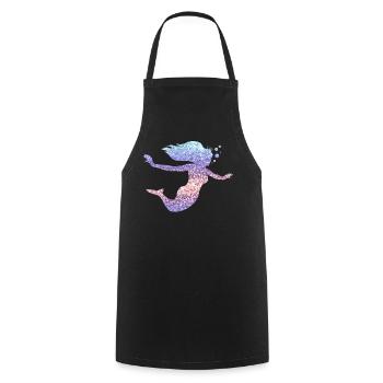 Sirène paillettes cadeau femmes filles - Tablier de cuisine - noir - Devant - AI Model Male 185 dark (185cm)