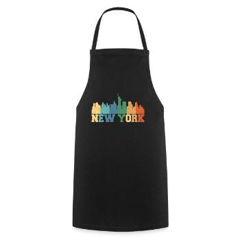 New York Skyline retro - Kochschürze - Schwarz - Vorne - AI Model Male 185 dark (185cm)