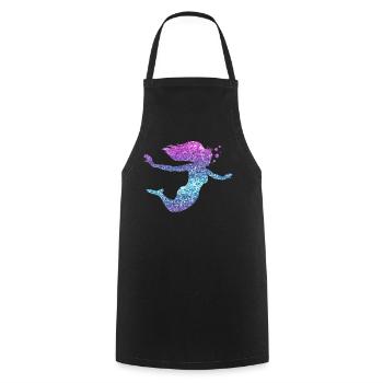 Sirène paillettes cadeau femmes filles - Tablier de cuisine - noir - Devant - AI Model Male 185 dark (185cm)