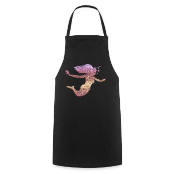 Sirène paillettes cadeau femmes filles - Tablier de cuisine - noir - Devant - AI Model Male 185 dark (185cm)