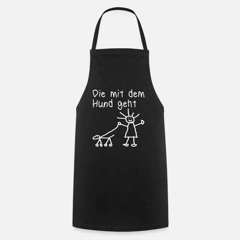 lustiges Hunde Spruch Geschenk Hund Vierbeiner wuf - Kochschürze - Schwarz