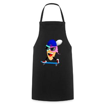 Glace patineuse drôle - Tablier de cuisine - noir - Devant - AI Model Male 185 dark (185cm)