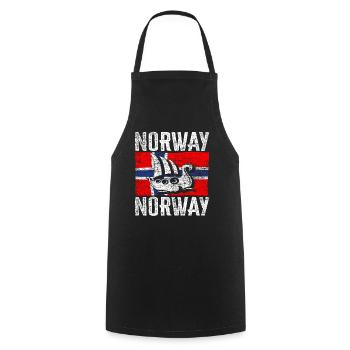 Bateau norvégien - Tablier de cuisine - noir - Devant - AI Model Male 185 dark (185cm)