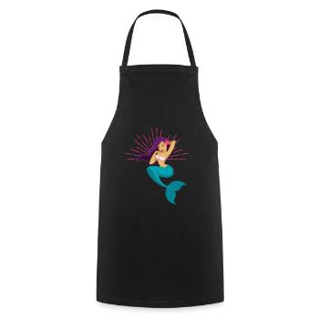 Conception de sirène - Tablier de cuisine - noir - Devant - AI Model Male 185 dark (185cm)