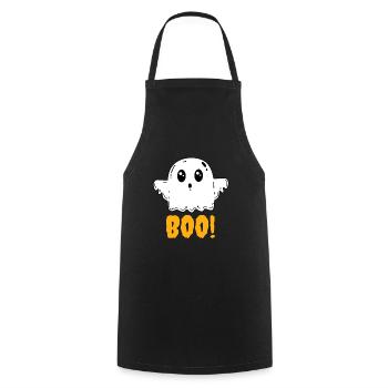 Fantôme Boo Halloween - Tablier de cuisine - noir - Devant - AI Model Male 185 dark (185cm)