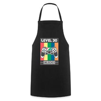 30th birthday - Cooking Apron - black - Front - AI Model Male 185 dark (185cm)
