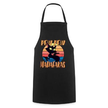 Chat Chat T-shirt Cadeau Fan Funny Middle Finger - Tablier de cuisine - noir - Devant - AI Model Male 185 dark (185cm)