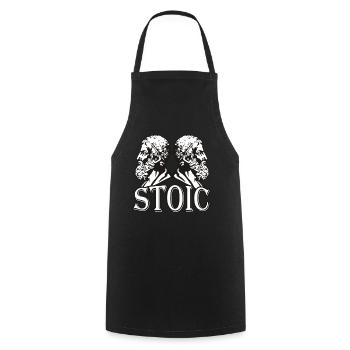 Philosophe stoïcien - Tablier de cuisine - noir - Devant - AI Model Male 185 dark (185cm)