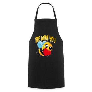 Bee With You - Funny Bees Pun Heart Sweet - Cooking Apron - black - Front - AI Model Male 185 dark (185cm)