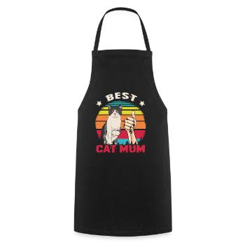 Best Cat Mum Ever Cats Vintage - Cooking Apron - black - Front - AI Model Male 185 dark (185cm)