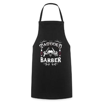 Tätowierter Barbier - Kochschürze - Schwarz - Vorne - AI Model Male 185 dark (185cm)