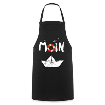Moin Möwen Rettungsring Papierboot Schiff - Kochschürze - Schwarz - Vorne - AI Model Male 185 dark (185cm)