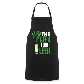LauchGeek: Ich mag Lauch - Kochschürze - Schwarz - Vorne - AI Model Male 185 dark (185cm)